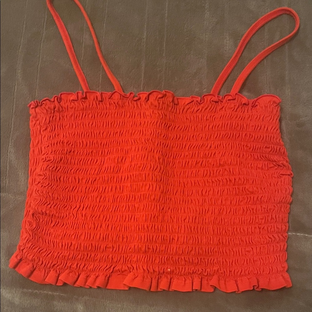 Red Smocked Women's Top